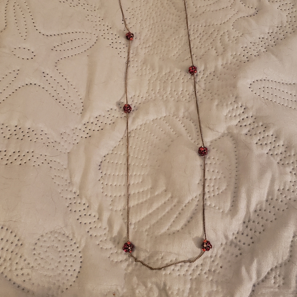 Pilgrim gold tone red crystal necklace. 40"